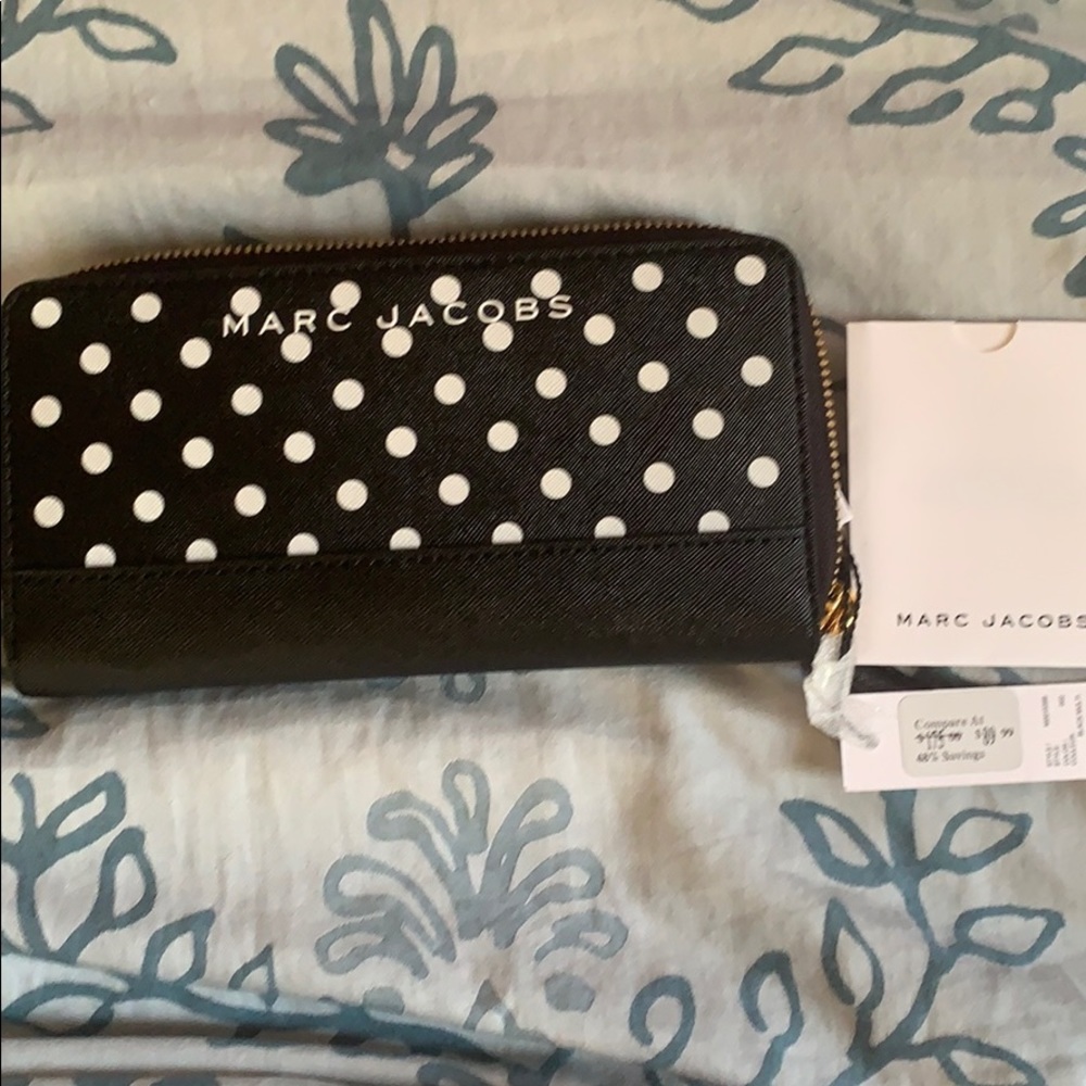 NWT Super cute black and white polka dot wallet!